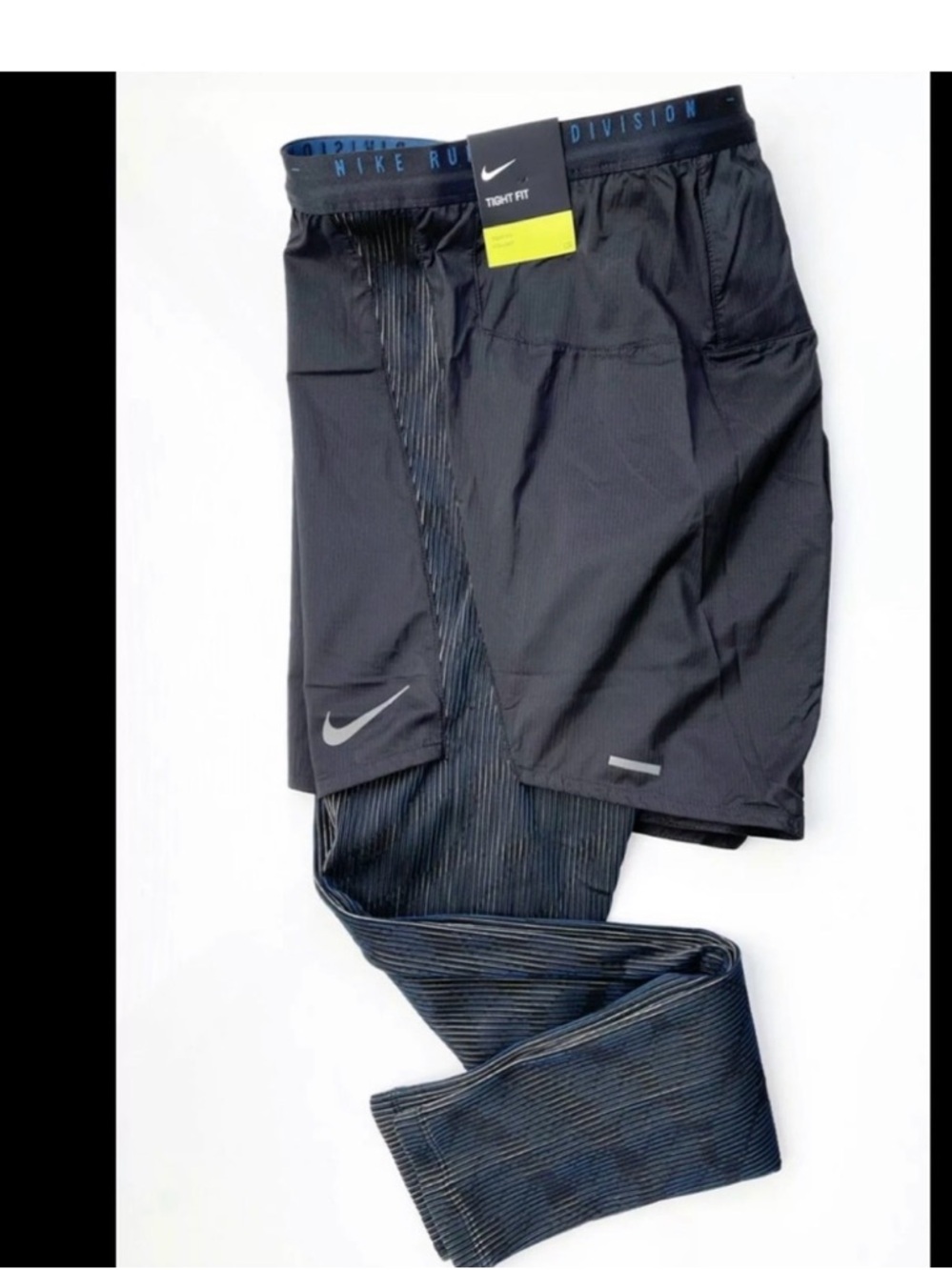 Nike Black/Charcoal Compression Leggings with Attached Training Shorts